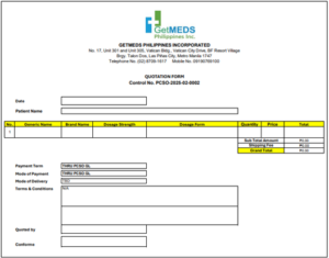 PCSO Medical Assistance Program Qoutation Letter