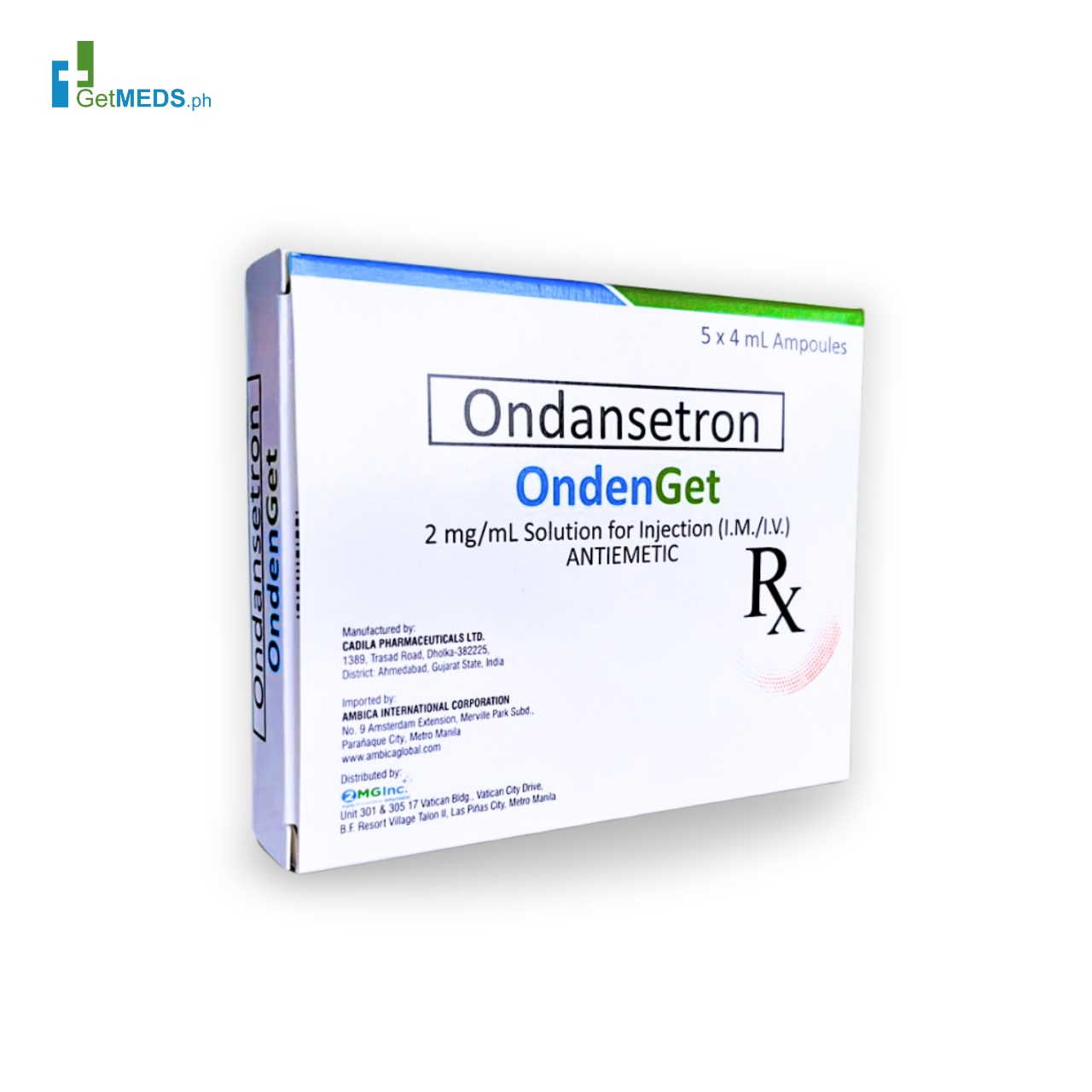 OndenGet Ondansetron (as HCl) 2 mg/ml (8 mg/4 ml)