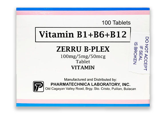 Zerru B-Plex 100 mg/5 mg/50 mcg