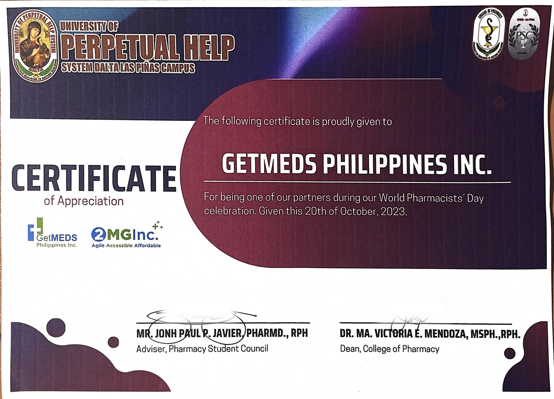 GetMEDS gets recognition as UPHSDLP partner